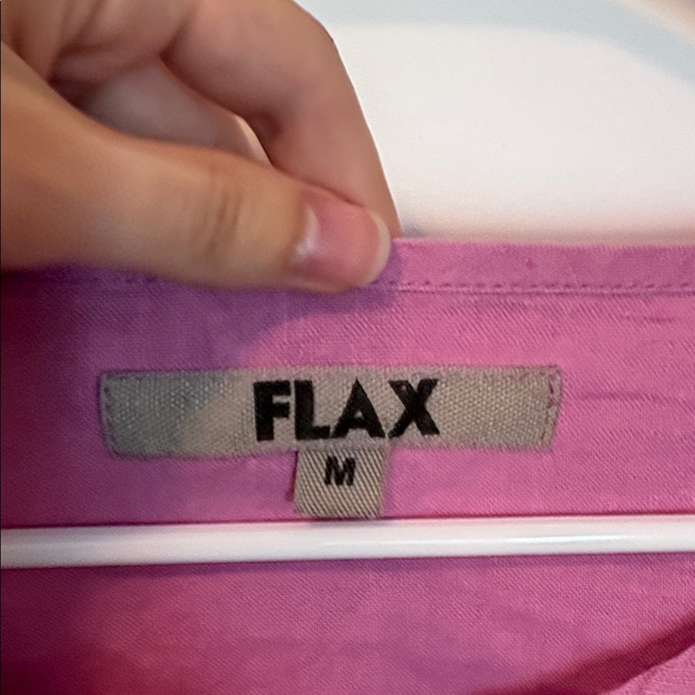Flax Linen Pink Button Down Crop Cardigan Blouse - Picture 5 of 6